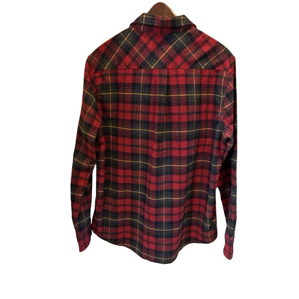 Jared Lang Men's L Red Plaid Flannel Button-Up Shirt Long Sleeve Casual